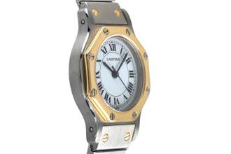 Thumbnail von Cartier Santos Lady Stahl / Gold Automatik Damenuhr Ref. 0907 Klassiker Box