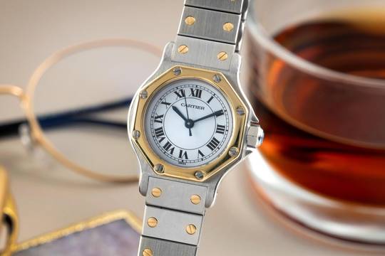  Cartier Santos Lady Stahl / Gold Automatik Damenuhr Ref. 0907 Klassiker Box 