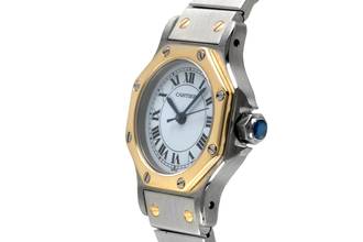 Thumbnail von Cartier Santos Lady Stahl / Gold Automatik Damenuhr Ref. 0907 Klassiker Box