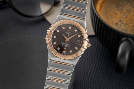  Omega Constellation Stahl / Gold Brown Diamond Dial Automatik Ref. 1301.60.00 