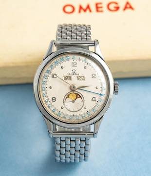 Omega Seamaster Cosmic RARE OVERSIZE 37MM COSMIC MOONPHASE IN STEEL #2486 VINTAGE