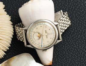 Thumbnail von Omega RARE OVERSIZE 37MM COSMIC MOONPHASE IN STEEL #2486 VINTAGE