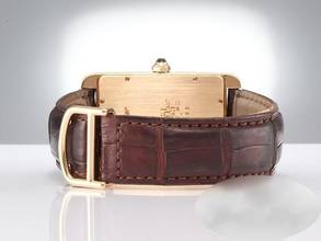 Thumbnail von Cartier Tank Américaine Großes Modell Gelbgold 750 1735 Handaufzug Leder 18kt Yellow Gold