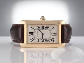 Thumbnail von Cartier Tank Américaine Großes Modell Gelbgold 750 1735 Handaufzug Leder 18kt Yellow Gold