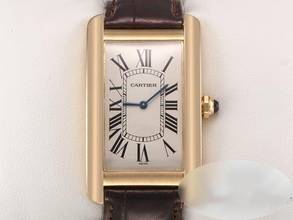 Cartier Tank Américaine Large Model Yellow Gold 750 1735 Manual Wind Leather Gold