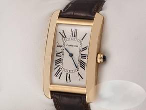 Thumbnail von Cartier Tank Américaine Großes Modell Gelbgold 750 1735 Handaufzug Leder 18kt Yellow Gold