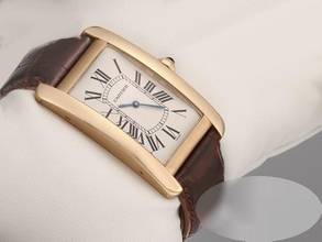 Thumbnail von Cartier Tank Américaine Großes Modell Gelbgold 750 1735 Handaufzug Leder 18kt Yellow Gold
