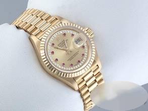 Thumbnail von Rolex Lady-Datejust Gelbgold 750 Diamanten Rubine Automatik Gold Damen President-band Chronometer Oyster