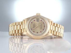Thumbnail von Rolex Lady-Datejust Gelbgold 750 Diamanten Rubine Automatik Gold Damen President-band Chronometer Oyster
