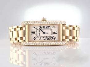 Thumbnail von Cartier Tank Américaine Yellow Gold 750 Wb7015k2 Diamonds Brilliants Gold