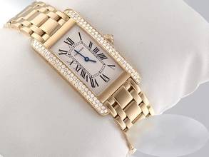 Thumbnail von Cartier Tank Américaine Yellow Gold 750 Wb7015k2 Diamonds Brilliants Gold
