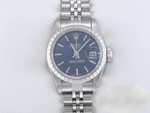 Rolex Oyster Perpetual Lady Date 26mm 2002 stainless steel ladies automatic steel stainless steel Jubilee bracelet chronometer Oyster blue dial