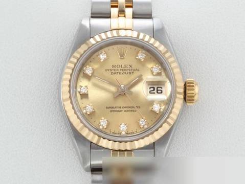  Rolex Lady-Datejust Edelstahl Gelbgold 750 Diamanten Automatik Gold Stahl Damen Stainless Steel 18kt Yellow Gold Jubilé-band Chronometer Oyster 