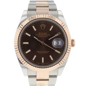  Rolex Datejust 41 Oyster Steel / Everose Choco Dial 