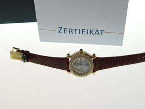 Thumbnail von Chopard Happy Sport 18 karat yellow gold with original diamond bezel and 5 diamonds in the dial, double diamond bezel plus flying diamonds in the dial