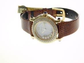Thumbnail von Chopard Happy Sport 18 karat yellow gold with original diamond bezel and 5 diamonds in the dial, double diamond bezel plus flying diamonds in the dial