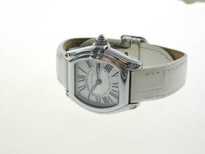 Thumbnail von Cartier Roadster Lady mit original Stahlband und rosa Zifferblatt im Top Zustand mit drei original Bändern zum wechseln im Top Zustand
