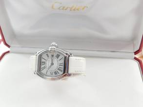 Thumbnail von Cartier Roadster Lady mit original Stahlband und rosa Zifferblatt im Top Zustand mit drei original Bändern zum wechseln im Top Zustand