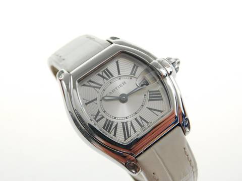  Cartier Roadster Lady mit original Stahlband und rosa Zifferblatt im Top Zustand mit drei original Bändern zum wechseln im Top Zustand 