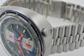 Thumbnail von Breitling Chrono-Matic Bullhead Vintage Chronograph blue dial 2117 Box Papers Vintage Manual Wind