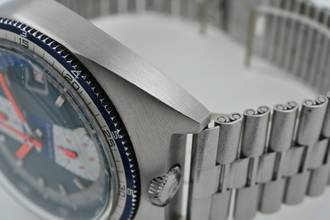 Thumbnail von Breitling Chrono-Matic Bullhead Vintage Chronograph blue dial 2117 Box Papers Vintage Manual Wind