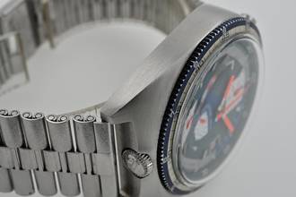 Thumbnail von Breitling Chrono-Matic Bullhead Vintage Chronograph blue dial 2117 Box Papers Vintage Manual Wind