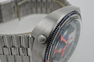 Thumbnail von Breitling Chrono-Matic Bullhead Vintage Chronograph blue dial 2117 Box Papers Vintage Manual Wind