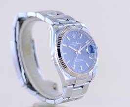 Thumbnail von Rolex Oyster Perpetual Date Blue 34mm Index Dial Weißgold Steel 115234 Top Unisex B+P
