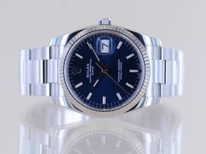 Thumbnail von Rolex Oyster Perpetual Date Blue 34mm Index Dial Weißgold Steel 115234 Top Unisex B+P