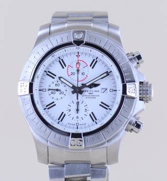  Breitling Super Avenger II Chronograph 48mm Stahl white Dial Limited Top B+P 