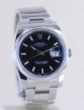 Thumbnail von Rolex Oyster Perpetual Date black 34mm Stick Dial Oysterband Steel 115200 Automatic B+P Top