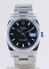 Thumbnail von Rolex Oyster Perpetual Date black 34mm Stick Dial Oysterband Steel 115200 Automatic B+P Top