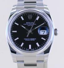 Thumbnail von Rolex Oyster Perpetual Date black 34mm Stick Dial Oysterband Steel 115200 Automatic B+P Top