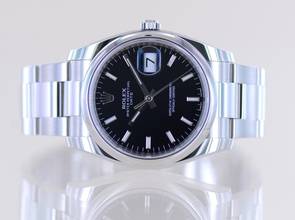 Thumbnail von Rolex Oyster Perpetual Date black 34mm Stick Dial Oysterband Steel 115200 Automatic B+P Top