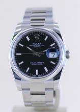 Thumbnail von Rolex Oyster Perpetual Date black 34mm Stick Dial Oysterband Steel 115200 Automatic B+P Top