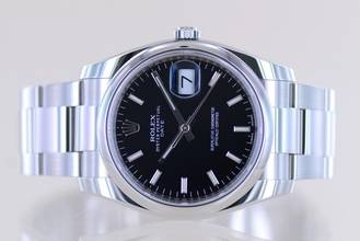 Thumbnail von Rolex Oyster Perpetual Date black 34mm Stick Dial Oysterband Steel 115200 Automatic B+P Top