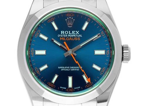  Rolex Milgauss Elektroblau Ref.116400GV Bj.2018 Full Set sehr gut Vintage Milgauss Elektroblau 