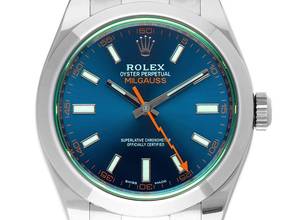 Rolex Milgauss Elektroblau Ref.116400GV Bj.2018 Full Set sehr gut Vintage Milgauss Elektroblau 