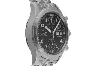 Thumbnail von IWC Fliegeruhr Chronograph Flieger Chronograph Ref.3706 Bj.1997 original Box sehr gut Vintage Flieger Chronograph Day-Date Stahlband