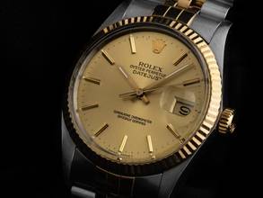 Thumbnail von Rolex Datejust 36 Ref.16013 Bj.1988 Full Set sehr gut Vintage Datejust Stahl 18kt Gelbgold open 6/9
