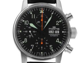  Fortis Flieger Chronograph Ref.597.11.141 Bj.2002 original Box sehr gut Vintage Flieger Chronograph Day-Date Leder Faltschließe 