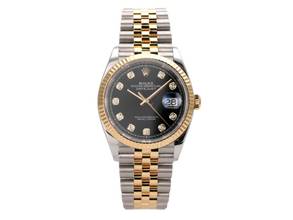  Rolex Datejust 36 Oystersteel / Gelbgold Ref. 126233 Schwarz Diamant Jubile-Band 