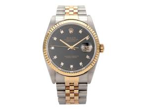  Rolex Datejust 36 Edelstahl Gelbgold 16233 Schwarz Diamant Jubile-Band 