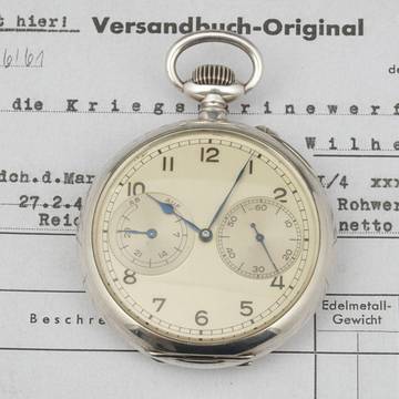 A. Lange & Söhne B-Uhr Taschenuhr Deutsche Kriegsmarine WWII 59mm Anker-Chronometer 1942 Nahezu Neuwertig Mit zertifikat vom Uhrenmuseum