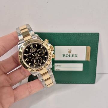  Rolex Daytona Ouro & Aço Black Dial 40mm Automático Completo 