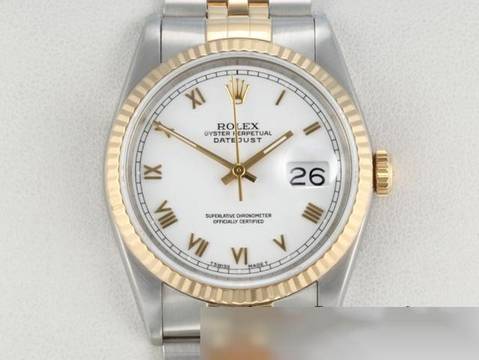  Rolex Datejust 36mm 16233 Edelstahl Gelbgold 750 Automatik Stainless Steel 18kt Yellow Gold Jubilé-band Chronometer Oyster White Dial 
