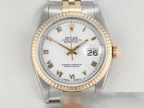  Rolex Datejust 36mm 16233 Edelstahl Gelbgold 750 Automatik Stainless Steel 18kt Yellow Gold Jubilé-band Chronometer Oyster White Dial 