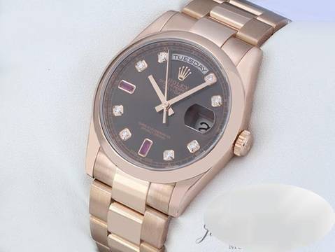  Rolex Day-Date 36 36mm 118205 2011 Rosegold 750 Diamanten Rubine Automatik 18kt Rose Gold Oyster-band Chronometer 