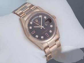 Thumbnail von Rolex Day-Date 36 36mm 118205 2011 Rosegold 750 Diamanten Rubine Automatik 18kt Rose Gold Oyster-band Chronometer