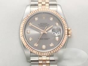 Rolex Datejust 36 36mm 116231 2008 Steel Rose Gold 750 Diamonds Automatic Stainless Steel 18kt Rose Gold Jubilee Bracelet Chronometer Oyster